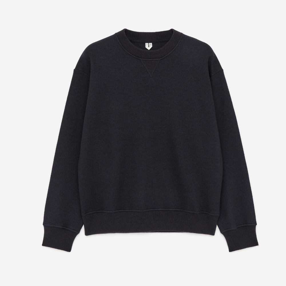 Arket Men's French Terry Black Crewneck Sweatshirt Cotton